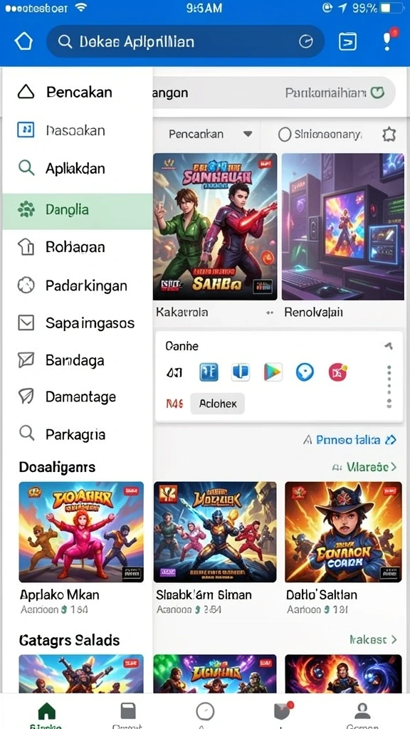 Tampilan awal game dengan desain yang menarik.