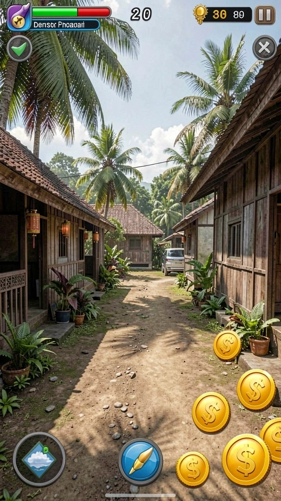 Screenshot level yang penuh warna dan tantangan.