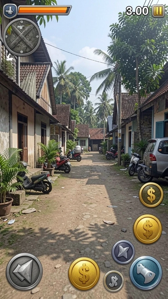Tampilkan aksi karakter dalam perjalanan melewati rintangan.